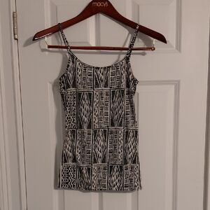 Nollie Black & White Geometric Print Spaghetti Strap Camisole, Size M